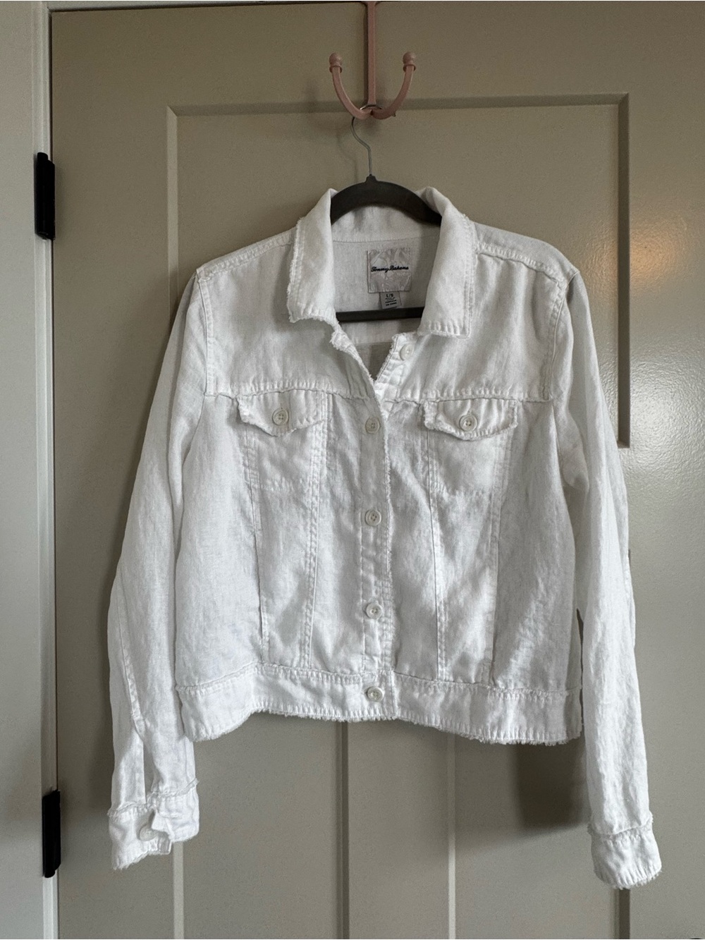 Tommy Bahama Women's Two Palms Linen Raw Edge Jacket in White
